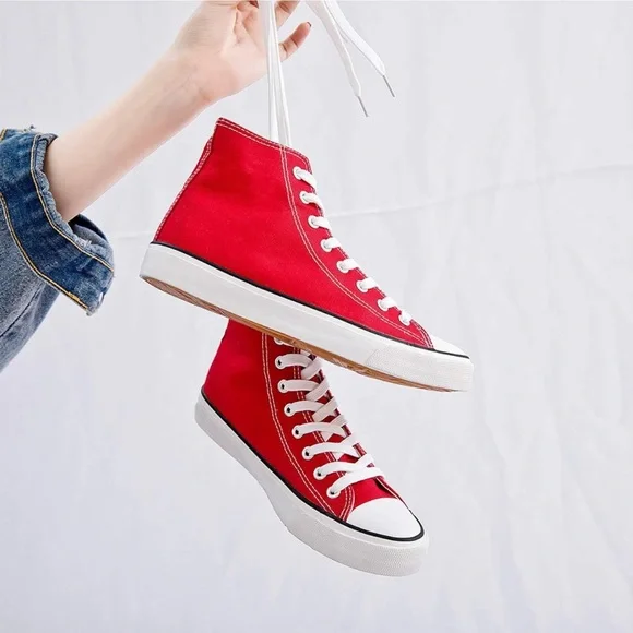 Canvas Sneakers High Top Lace ups Casual Walking Shoes Canvas Shoes - Picture 1 of 8